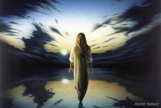 A girl walking into the unknown.