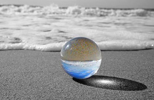 marble reflecting the ocean